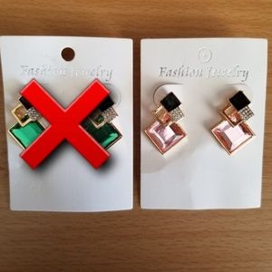 2 for $8 Art Deco Crystal Fashion Stud Earrings